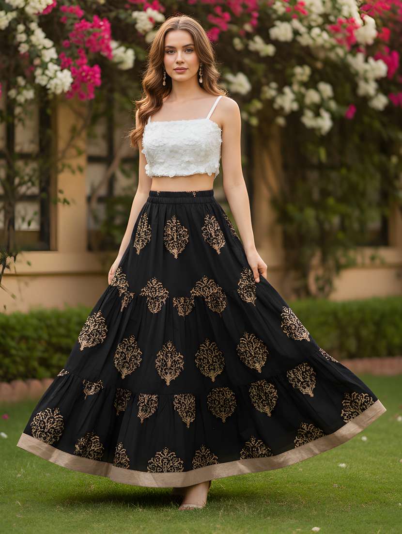 women black cotton a-line skirt - 22453240 -  Standard Image - 1