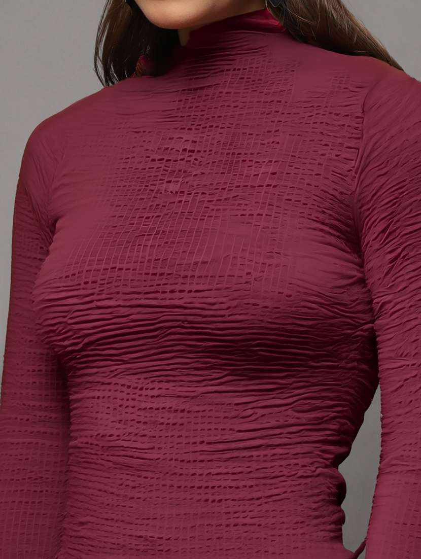 women solid rust polyester regular top - 22453282 -  Standard Image - 1