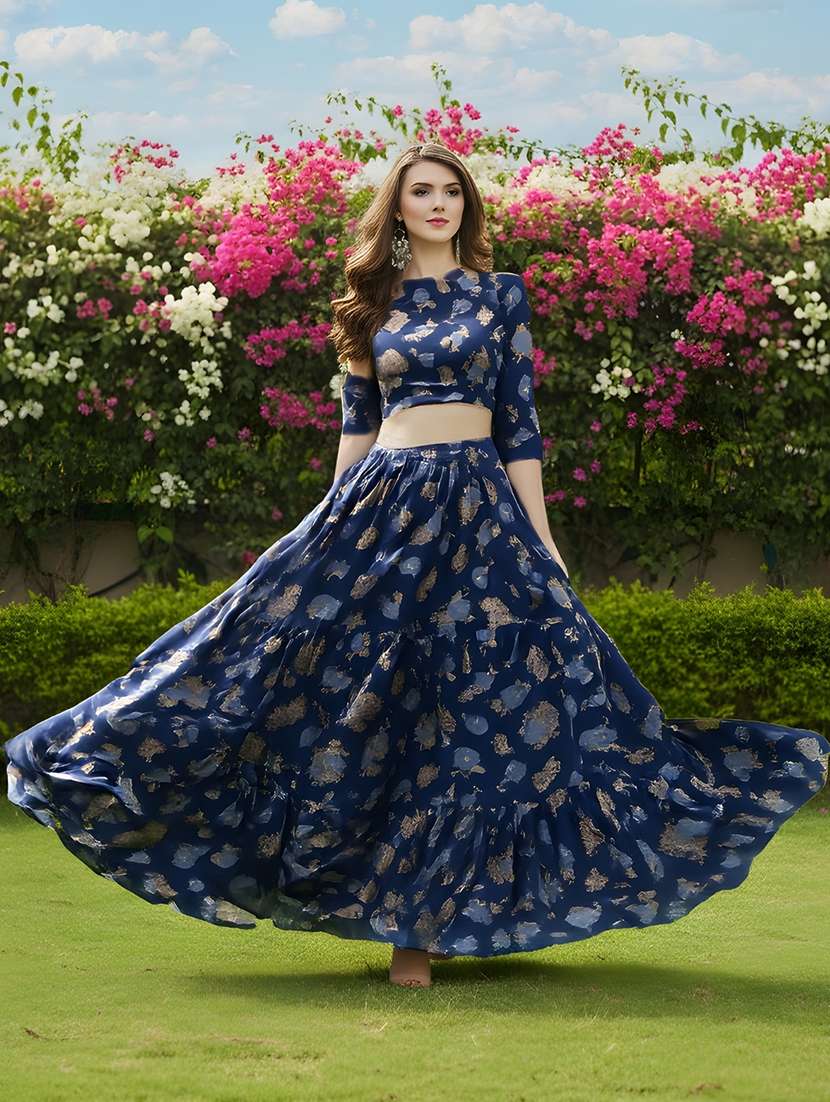 women printed cotton top and skirt set - 22453380 -  Standard Image - 1