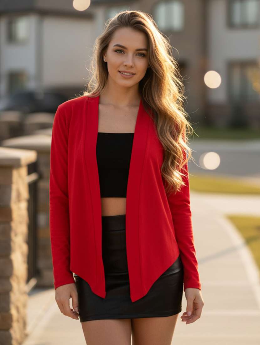 women red viscose regular shrug - 22453418 -  Standard Image - 1