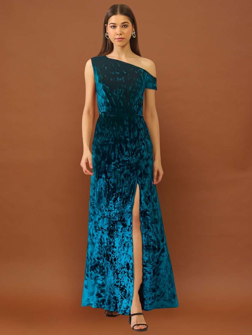 women single shoulder velvet solid dress - 22453503 -  Standard Image - 1
