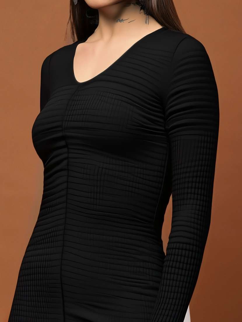 women black a-line solid polyester midi dress - 22453512 -  Standard Image - 1