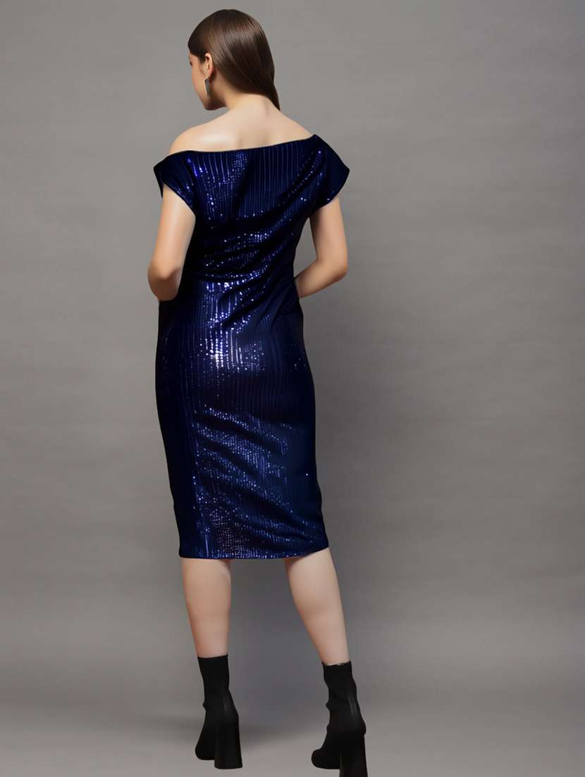 women navy blue polyester blend bodycon dress - 22453528 -  Standard Image - 1
