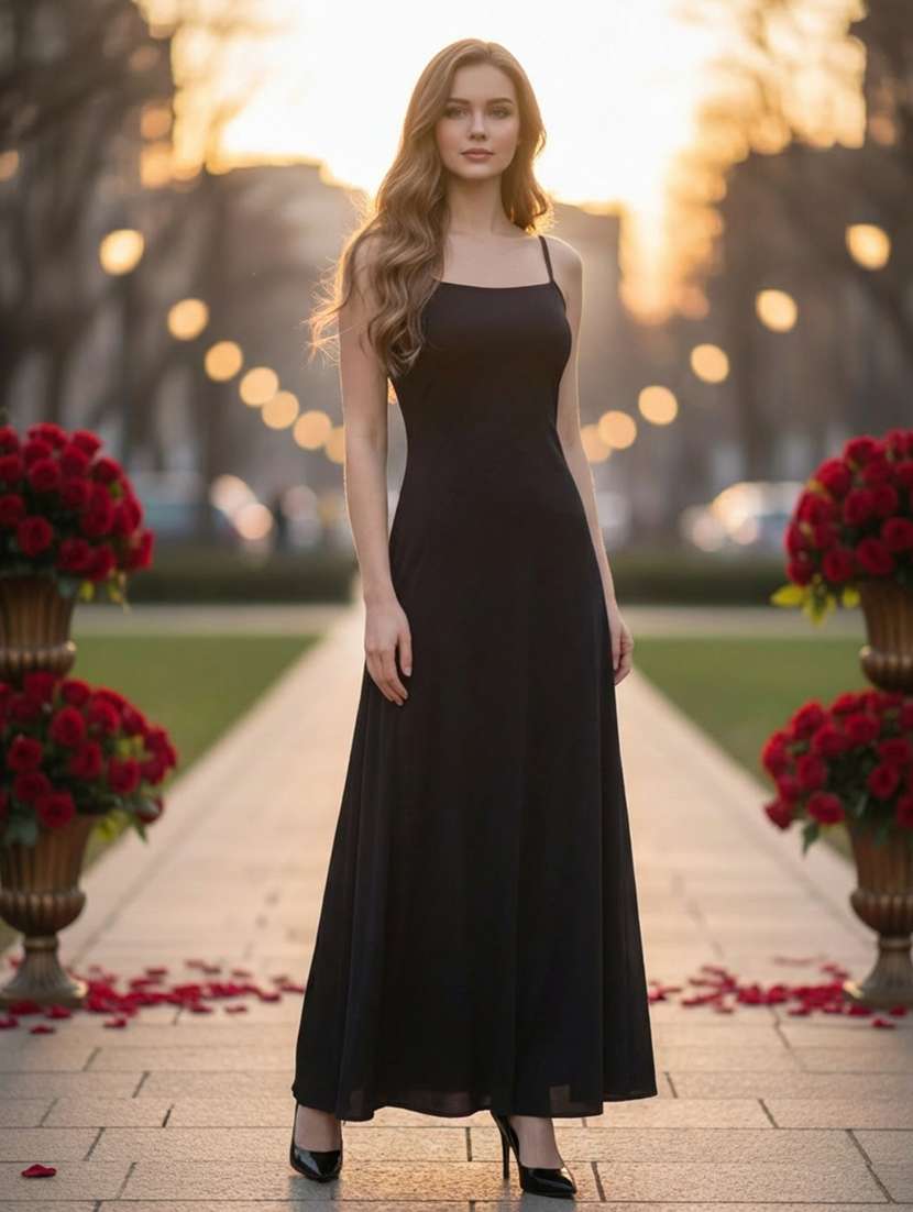 women black silk blend fit & flare dress