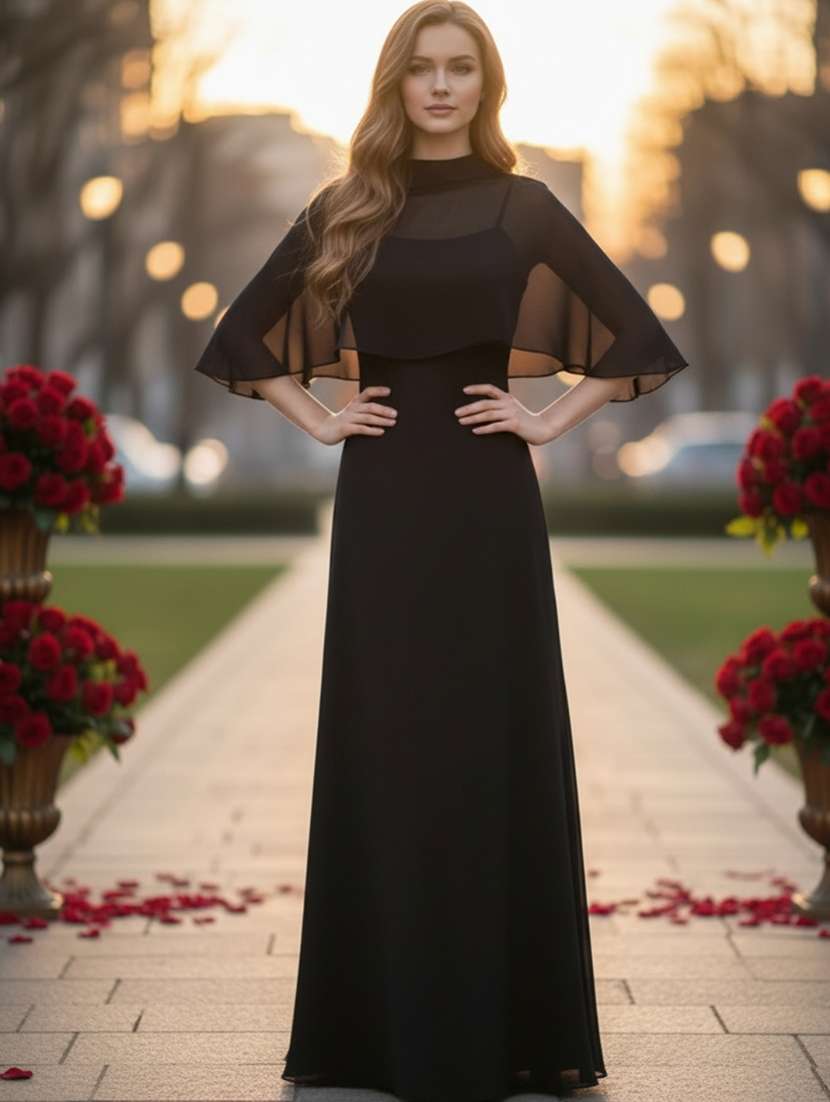 women black silk blend fit & flare dress - 22453545 -  Standard Image - 1