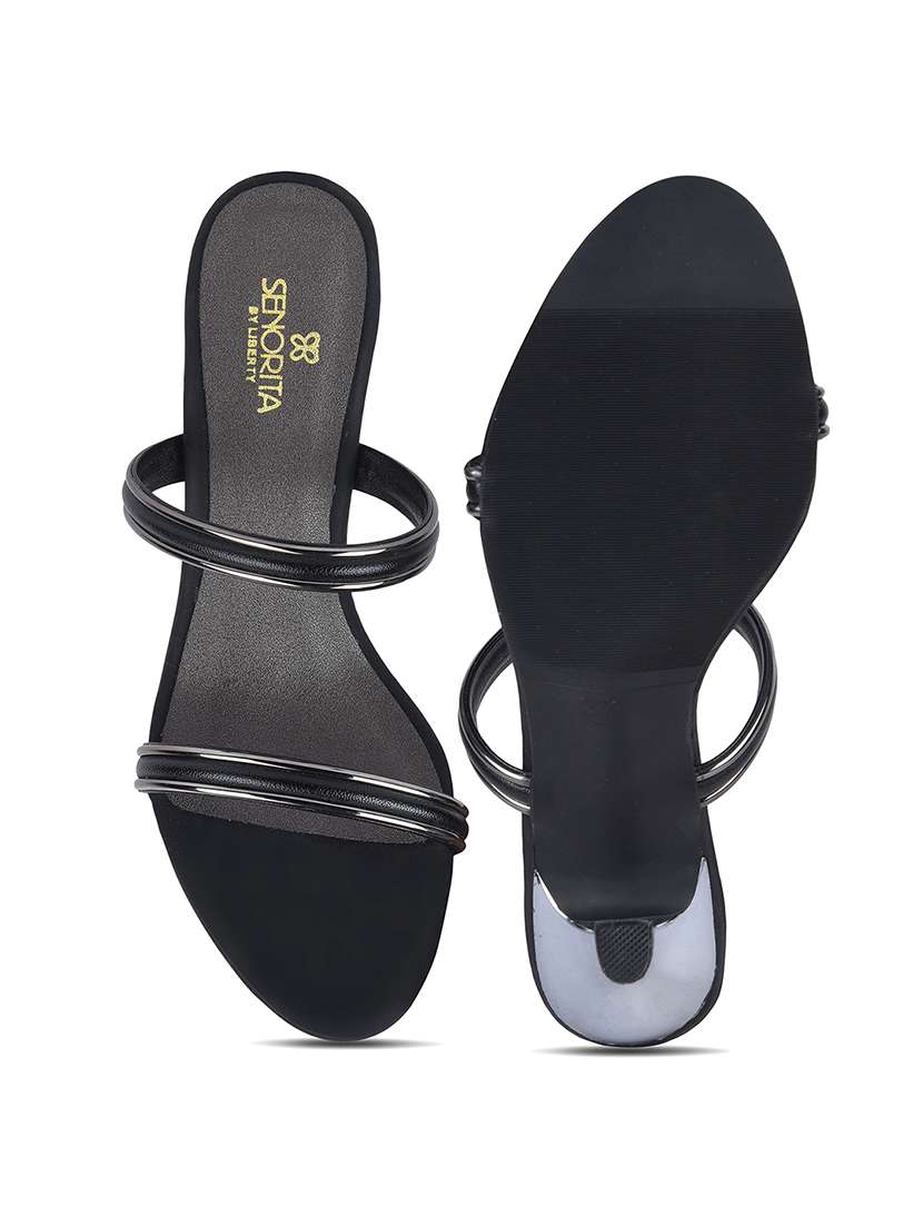 Women Black Slip On Sandal - 22453603 -  Standard Image - 4