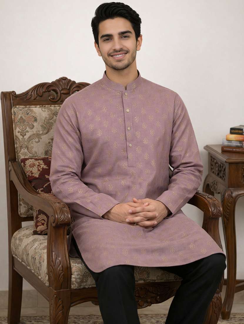 Men Printed Mandarin Neck Long Kurta - 22453634 -  Standard Image - 1
