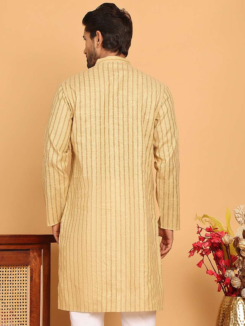 men striped mandarin neck long kurta - 22453653 -  Standard Image - 4