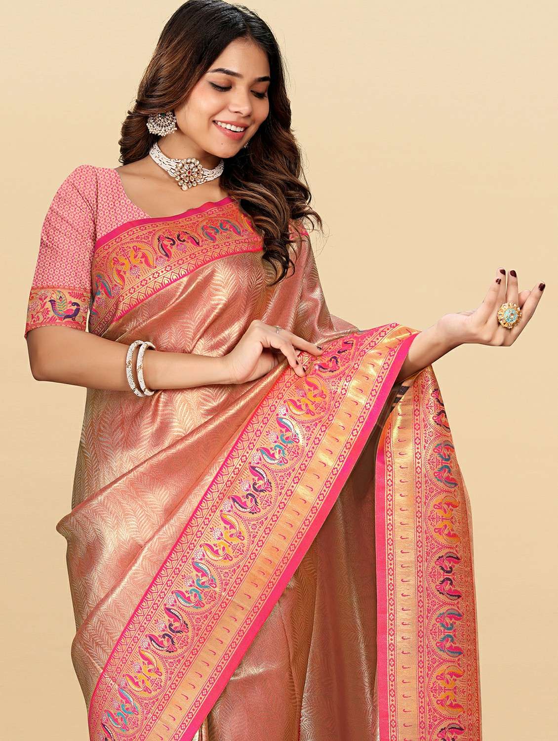 women self design kanjivaram saree with blouse - 22453663 -  Standard Image - 1