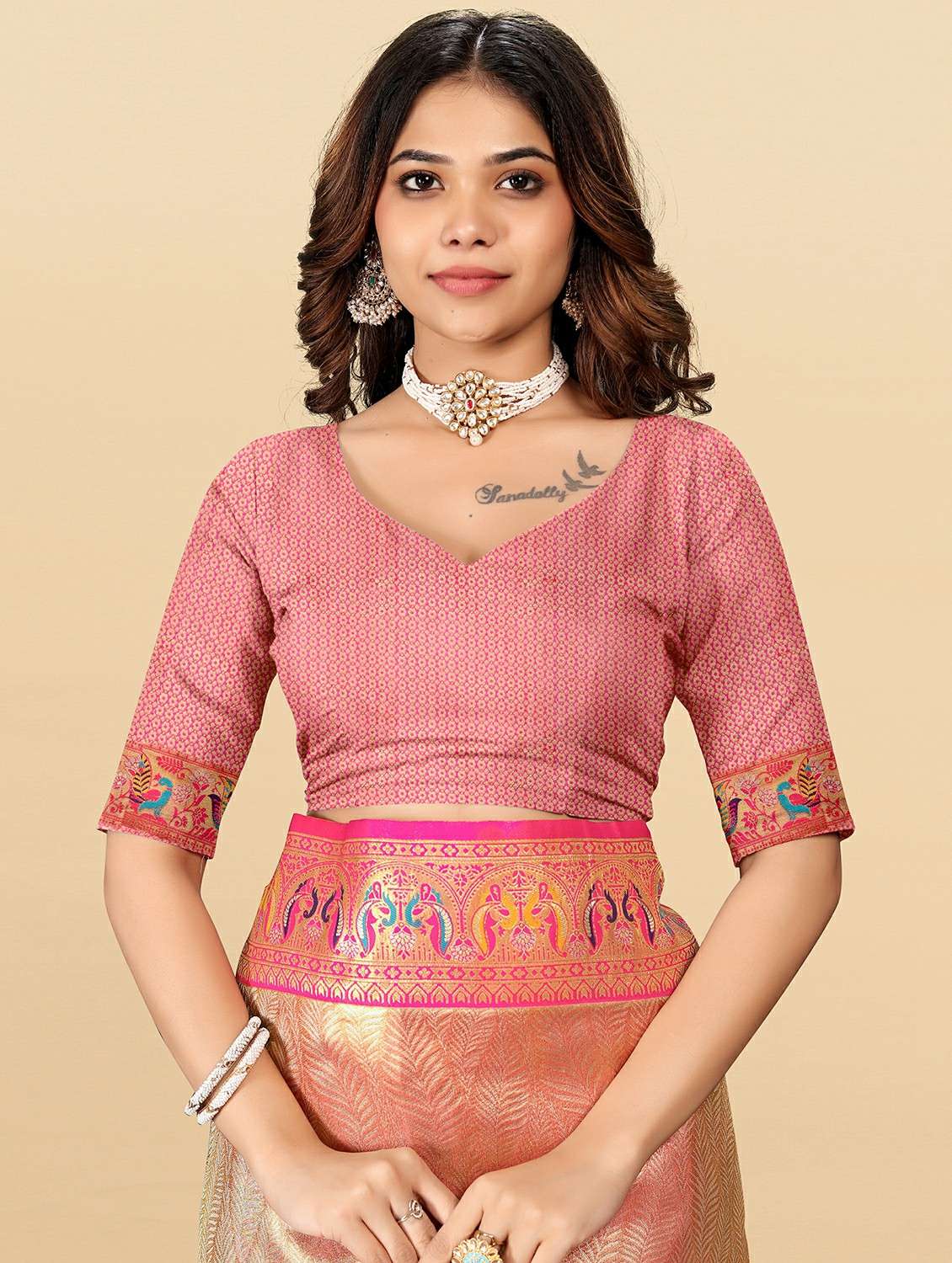 women self design kanjivaram saree with blouse - 22453663 -  Standard Image - 4