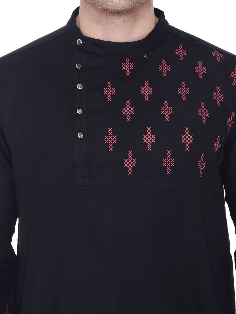 men embroidered mandarin neck long kurta  - 22453727 -  Standard Image - 1