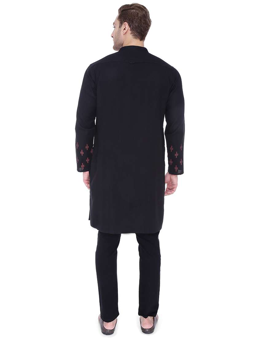 men embroidered mandarin neck long kurta  - 22453727 -  Standard Image - 4