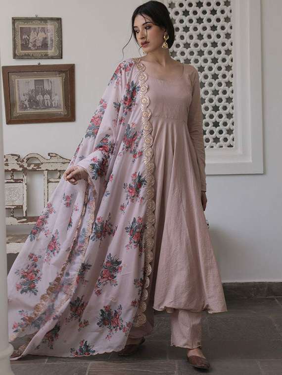women solid beige kurta pant set - 22453769 -  Standard Image - 1