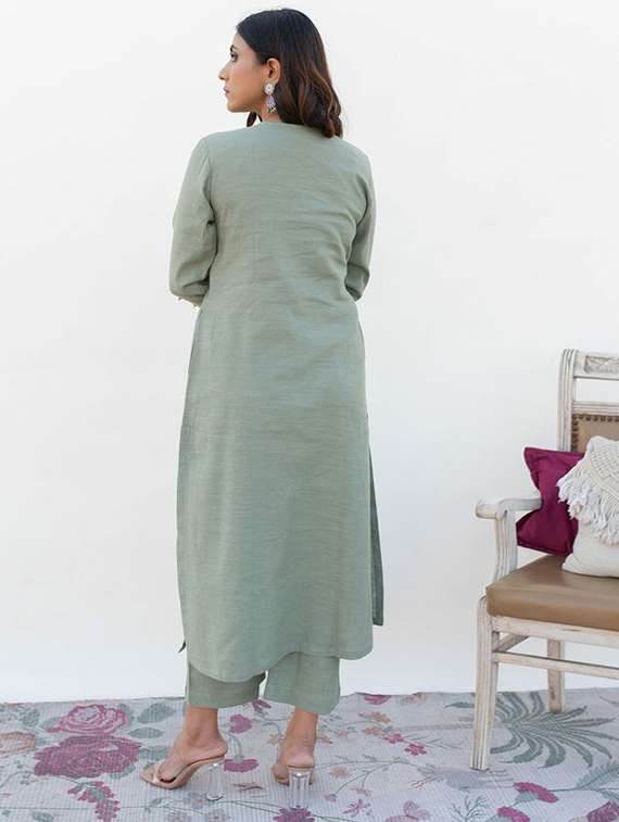 women green kurta pant set - 22453771 -  Standard Image - 4