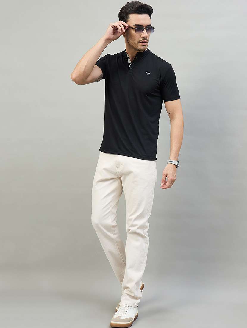 men solid black cotton blend plain t-shirt - 22453794 -  Standard Image - 4