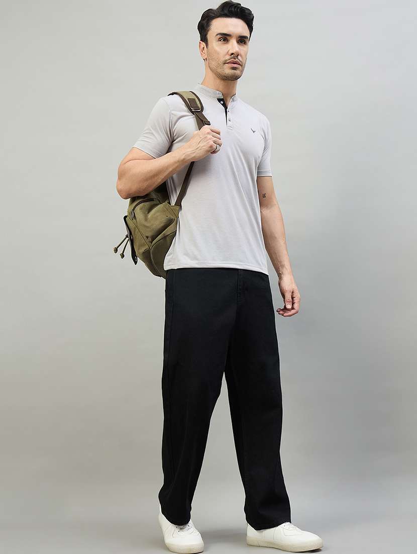 men grey cotton blend plain t-shirt - 22453795 -  Standard Image - 4
