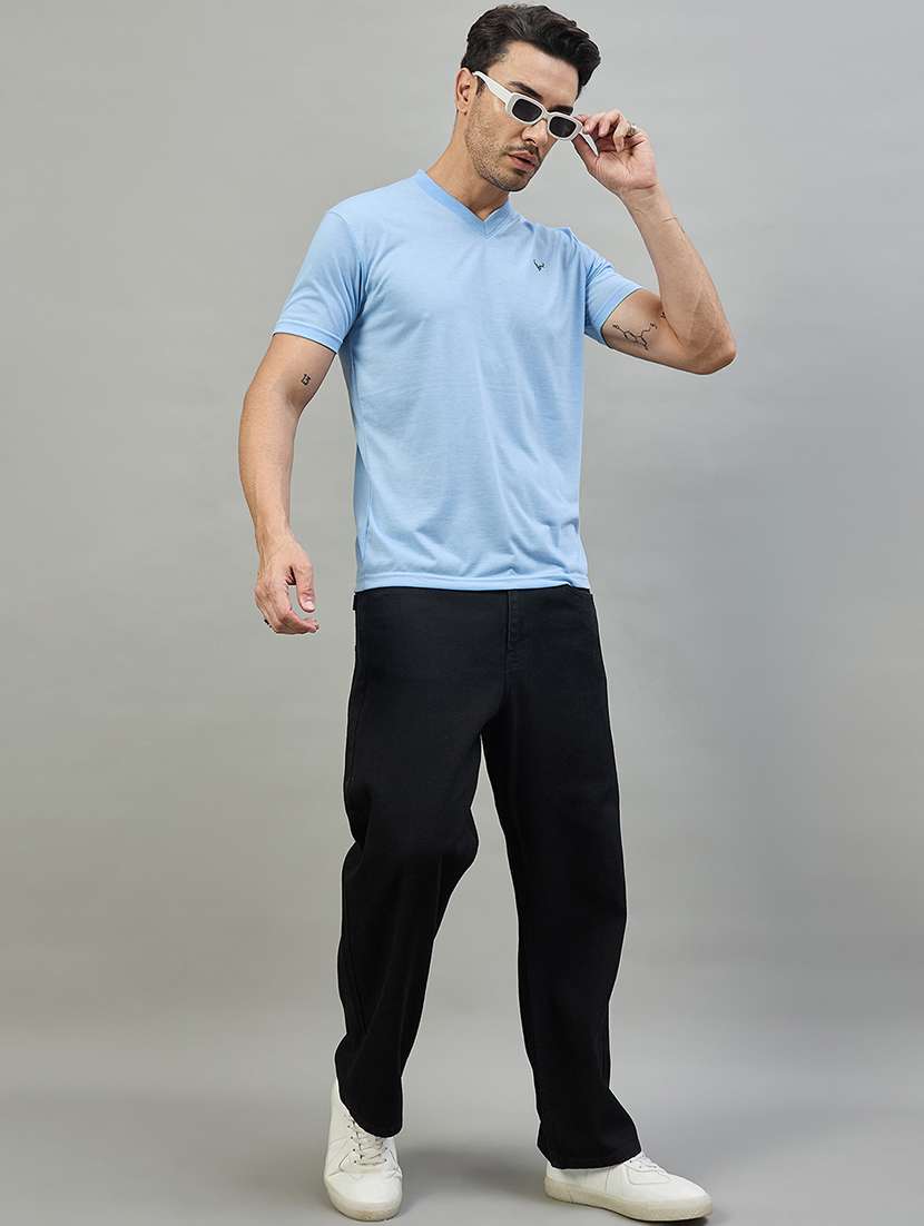men turquoise cotton blend plain t-shirt - 22453798 -  Standard Image - 4