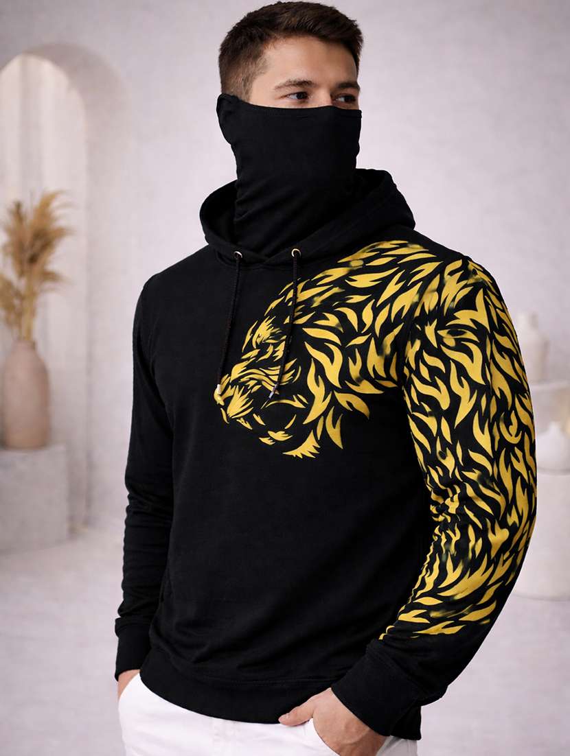 men black polyester all over print t-shirt