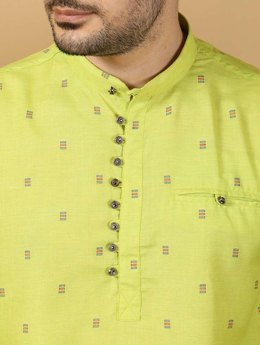 men self design mandarin neck long kurta  - 22453826 -  Standard Image - 1
