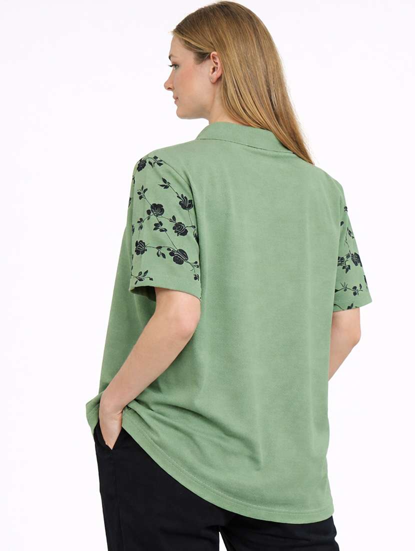 women printed short sleeve oversized polo t-shirt - 22453848 -  Standard Image - 4
