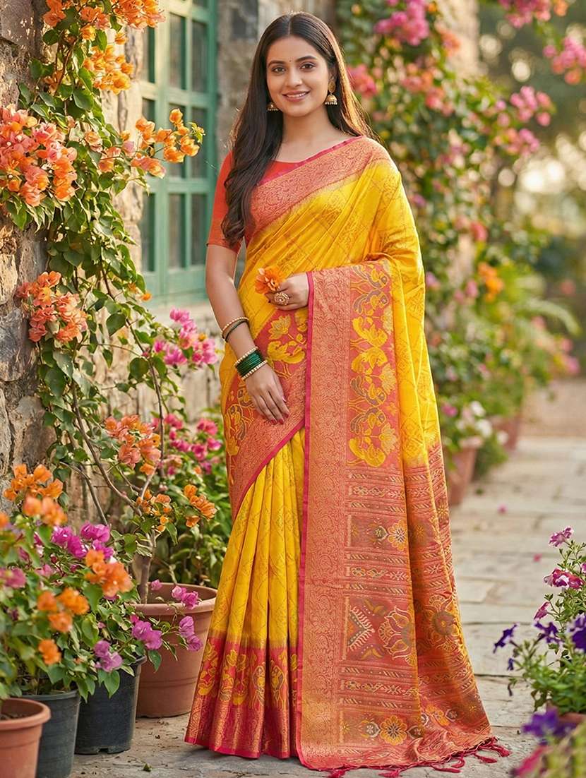 women self design pochampalli saree with blouse