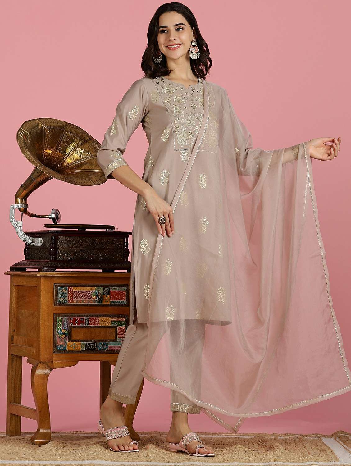 women coffee brown suit set