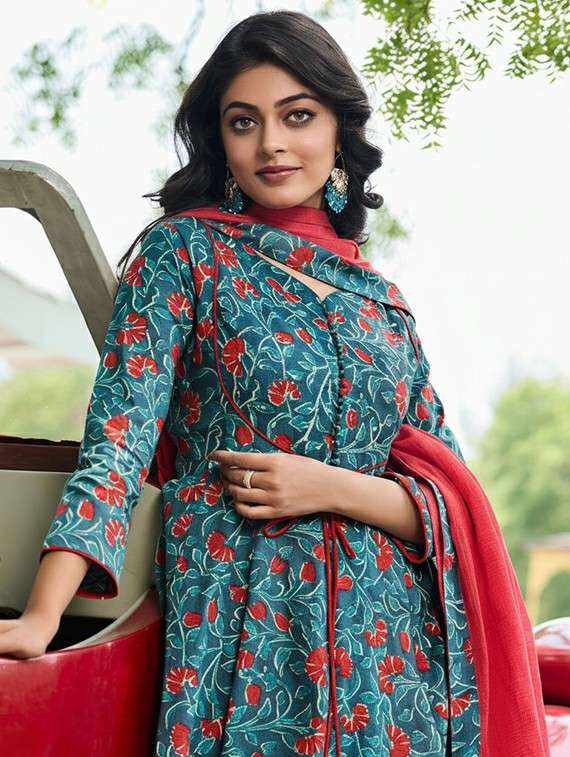Women Floral Blue Suit Set - 22453964 -  Standard Image - 1