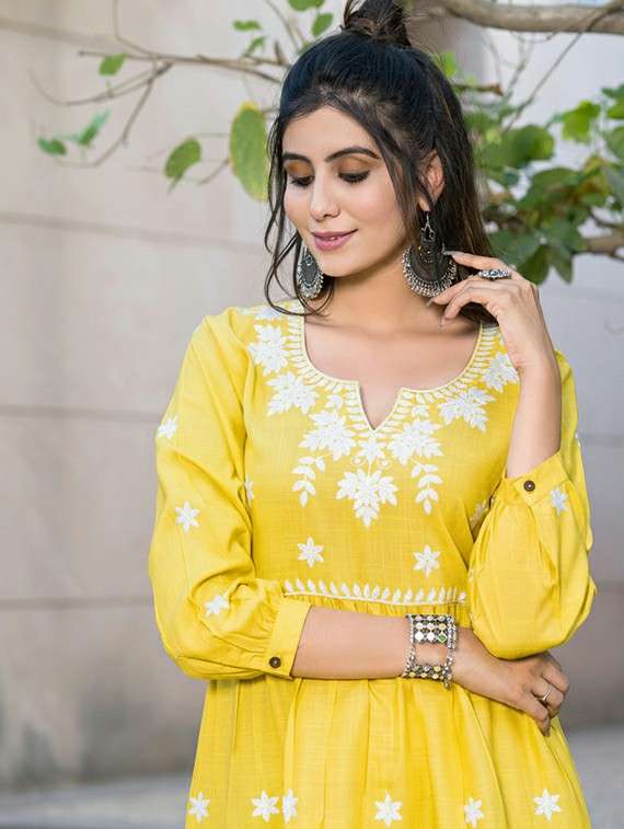 women mustard kurta sharara set - 22453968 -  Standard Image - 1