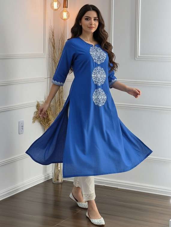 women blue kurta pant set - 22453979 -  Standard Image - 1