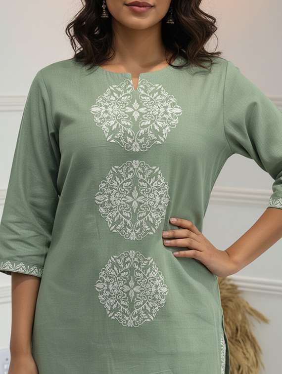 women green kurta pant set - 22453980 -  Standard Image - 1