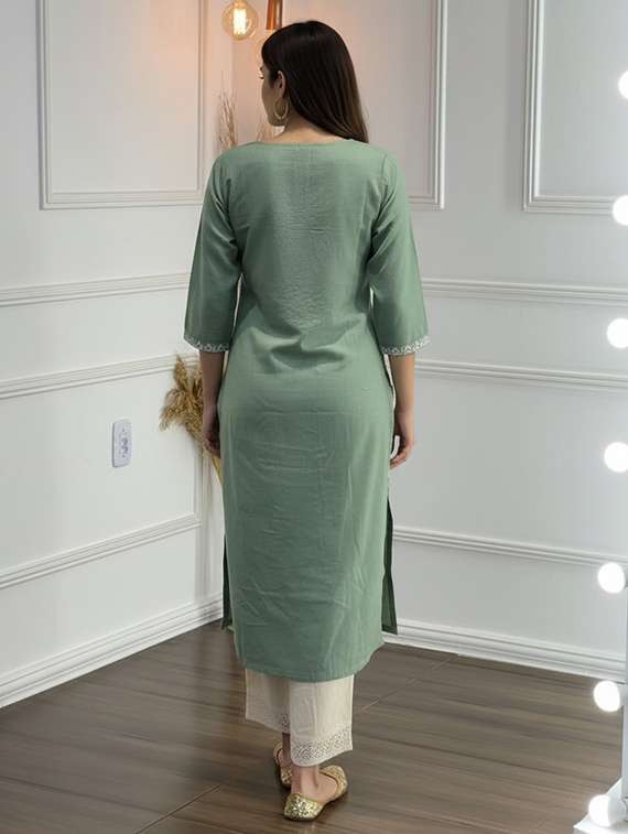 women green kurta pant set - 22453980 -  Standard Image - 4