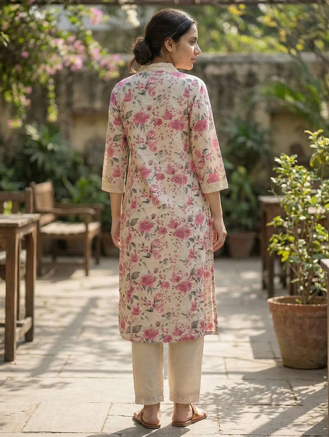 women pink kurta pant set - 22453983 -  Standard Image - 4