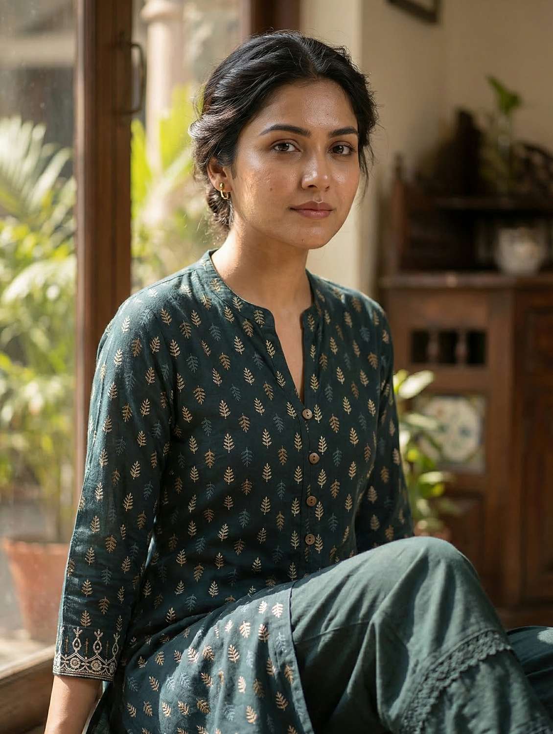 women green kurta pant set - 22453996 -  Standard Image - 1