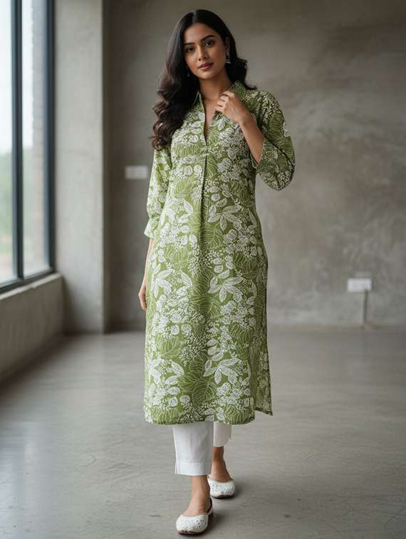 women green kurta pant set - 22453998 -  Standard Image - 1