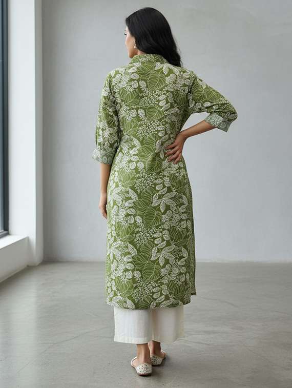 women green kurta pant set - 22453998 -  Standard Image - 4