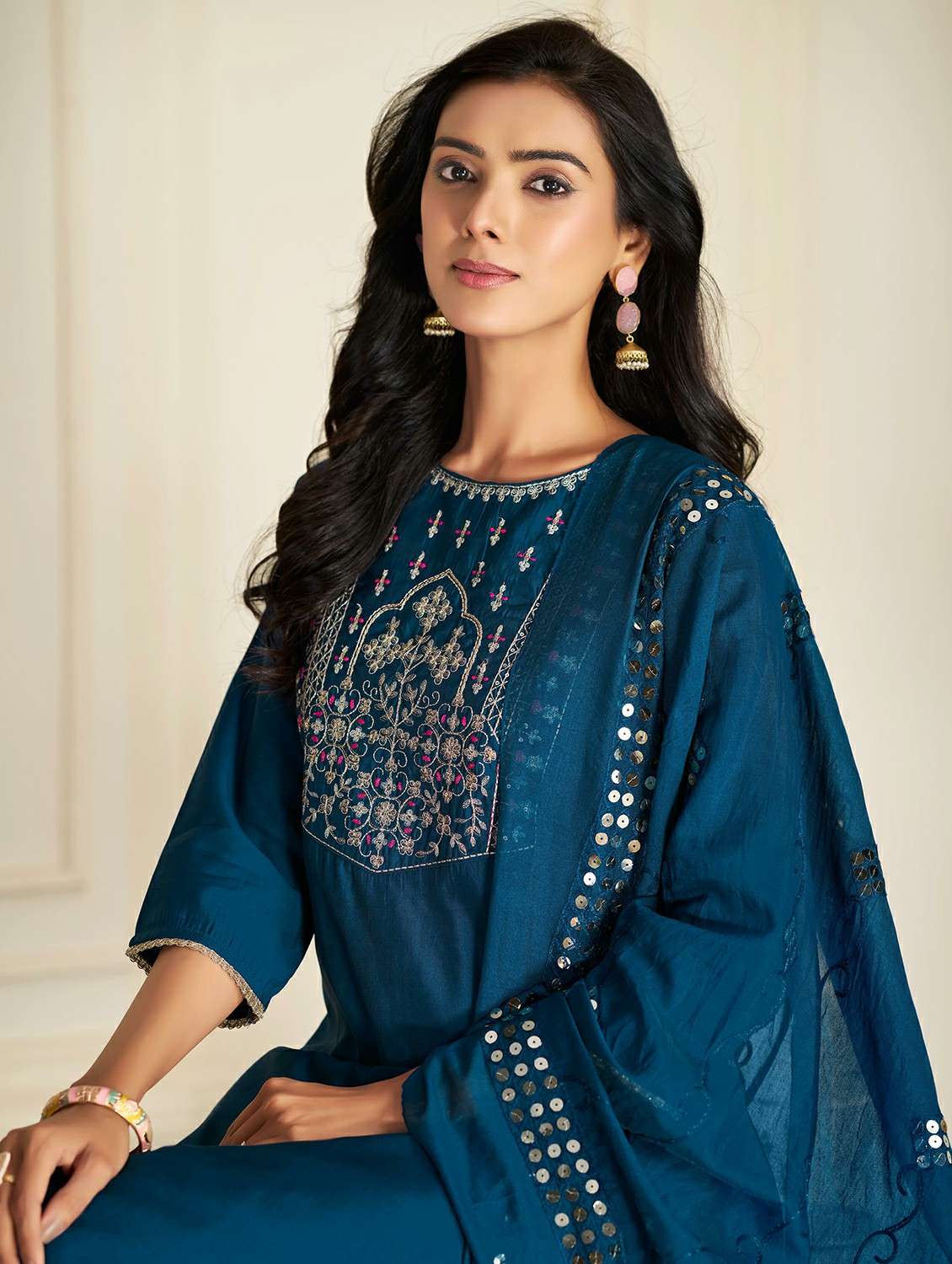 women teal suit set - 22454012 -  Standard Image - 1