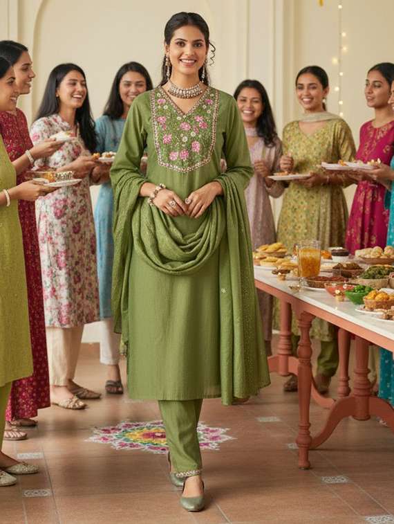 women green suit set - 22454013 -  Standard Image - 4