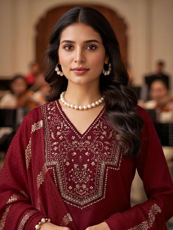 women maroon suit set - 22454018 -  Standard Image - 1