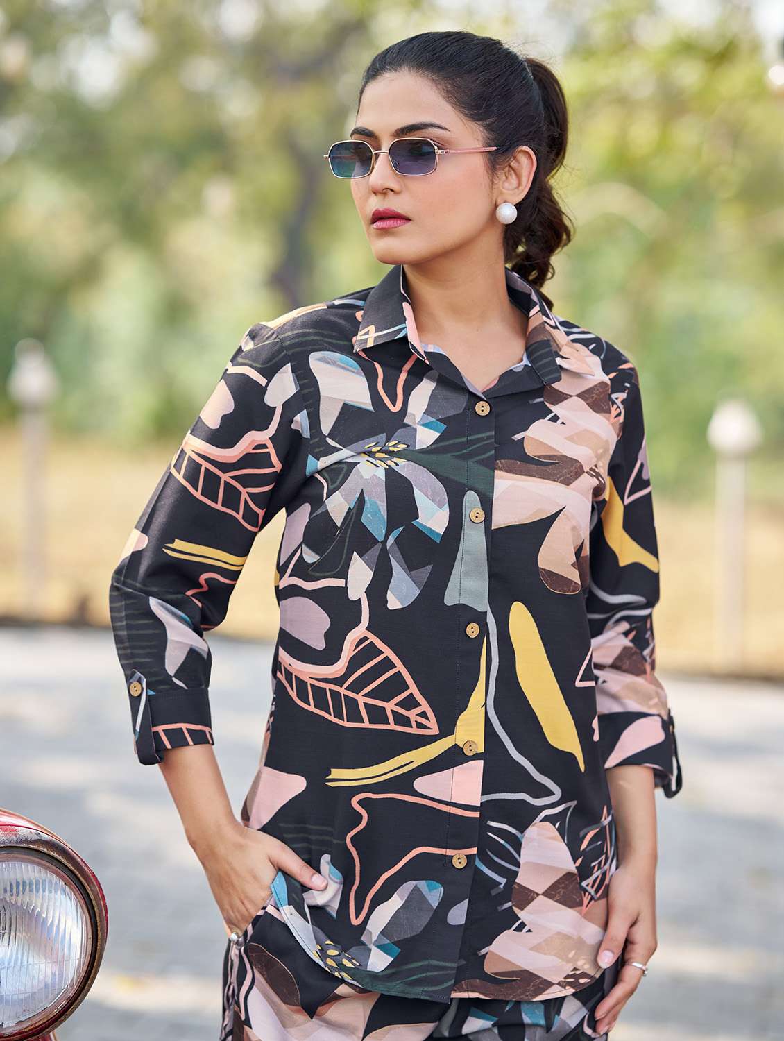 women printed three quarter sleeve ethnic co-ord set - 22454057 -  Standard Image - 1
