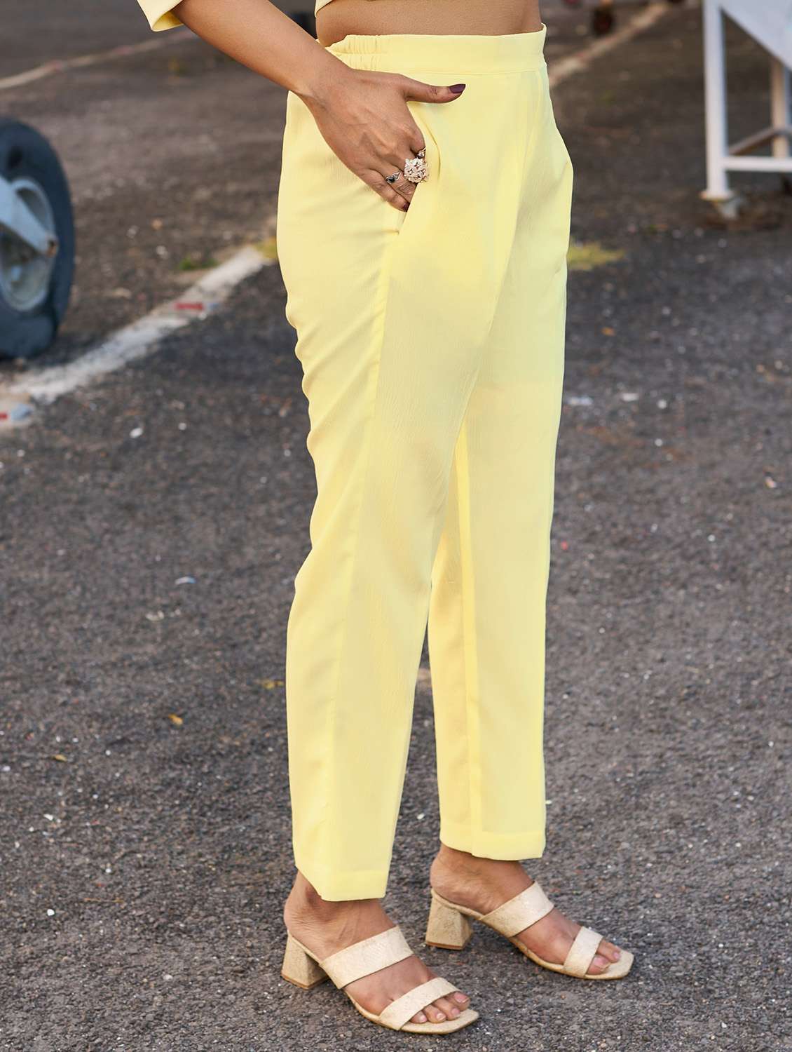 women solid three quarter sleeve ethnic co-ord set - 22454062 -  Standard Image - 4