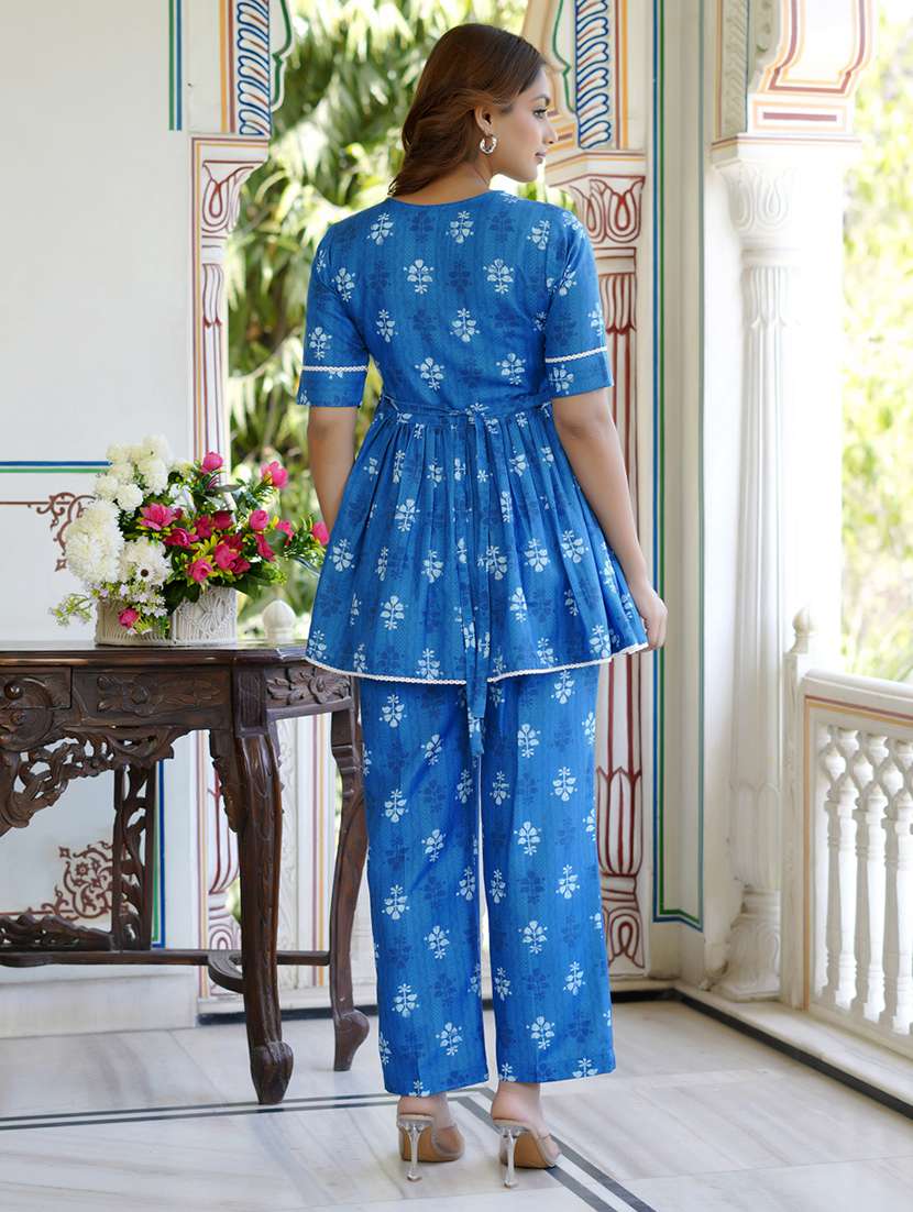 women printed short sleeve ethnic co-ord set - 22454072 -  Standard Image - 4
