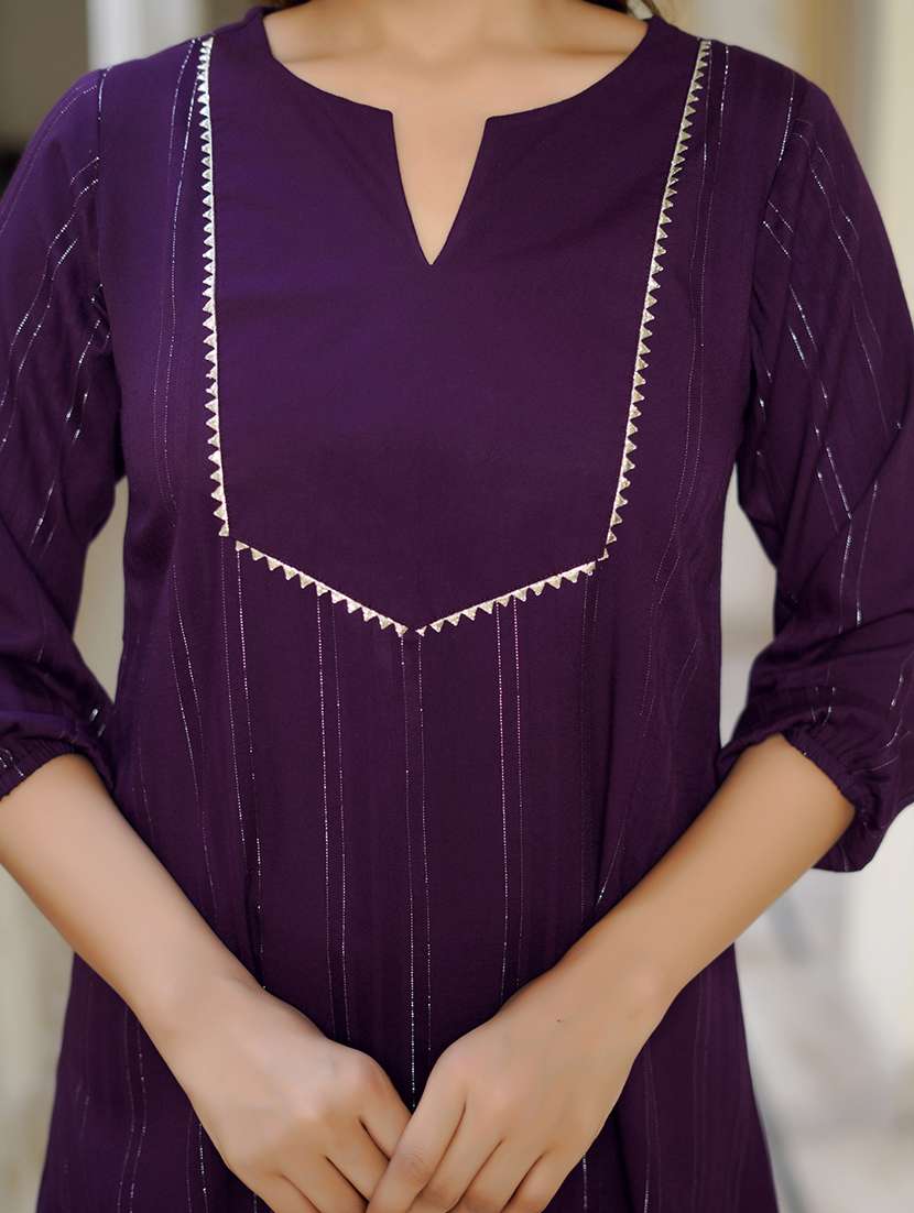 women self design three quarter sleeve ethnic co-ord set - 22454077 -  Standard Image - 1