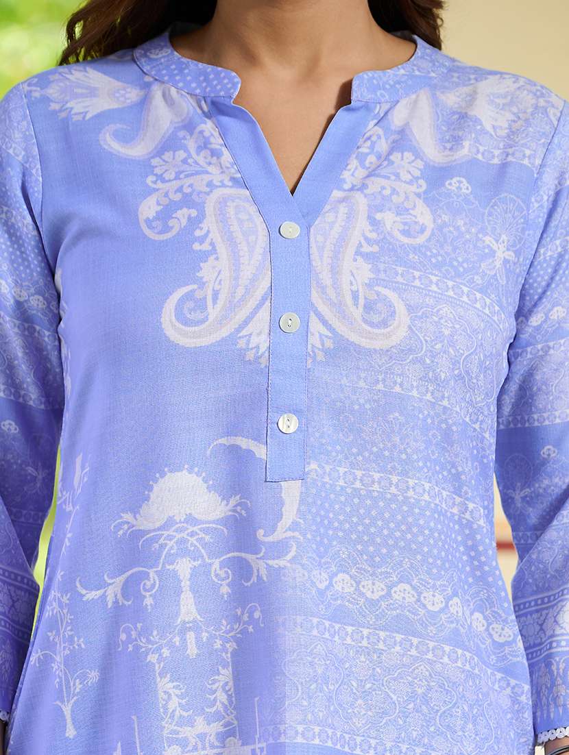 women printed three quarter sleeve ethnic co-ord set - 22454083 -  Standard Image - 1
