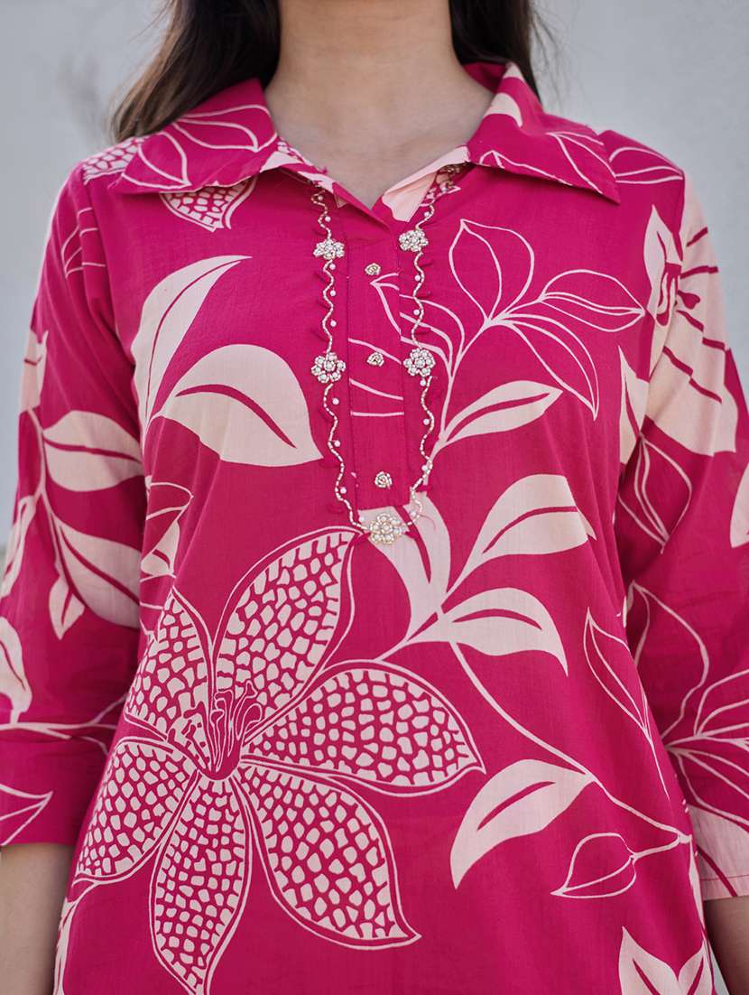 women printed three quarter sleeve ethnic co-ord set - 22454091 -  Standard Image - 4