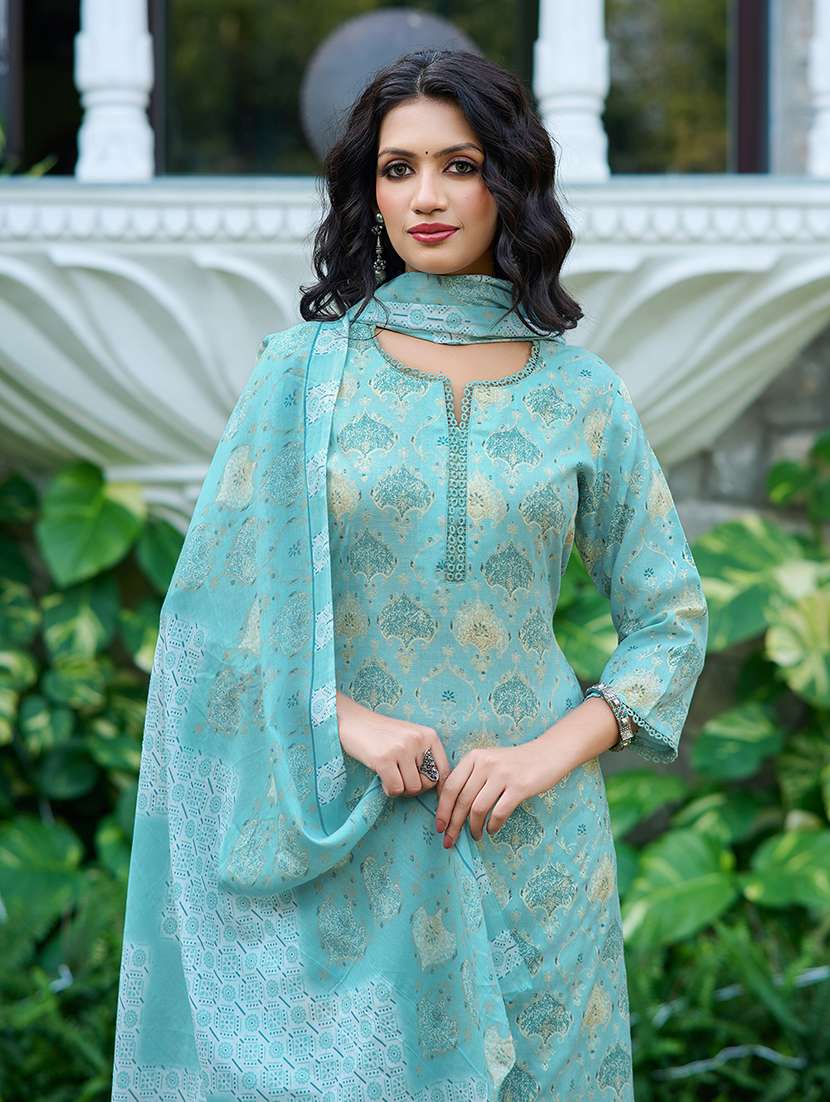 Women Printed Three Quarter Sleeve Kurta Pant With Dupatta Set - 22454141 -  Standard Image - 1