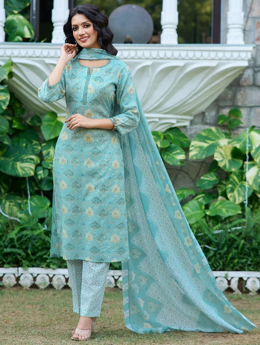 Women Printed Three Quarter Sleeve Kurta Pant With Dupatta Set - 22454141 -  Standard Image - 4