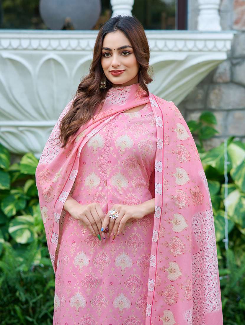 women printed three quarter sleeve kurta pant with dupatta set - 22454150 -  Standard Image - 1