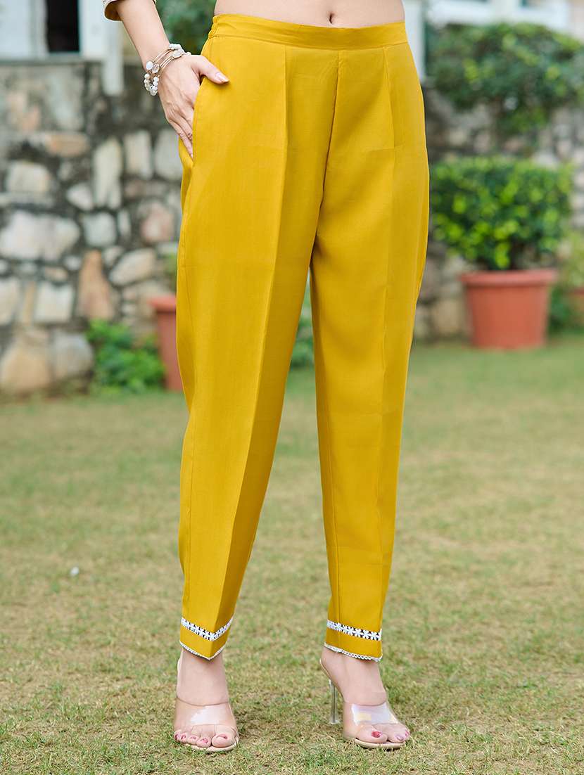 women solid with work three quarter sleeve kurta pant with dupatta set - 22454152 -  Standard Image - 4