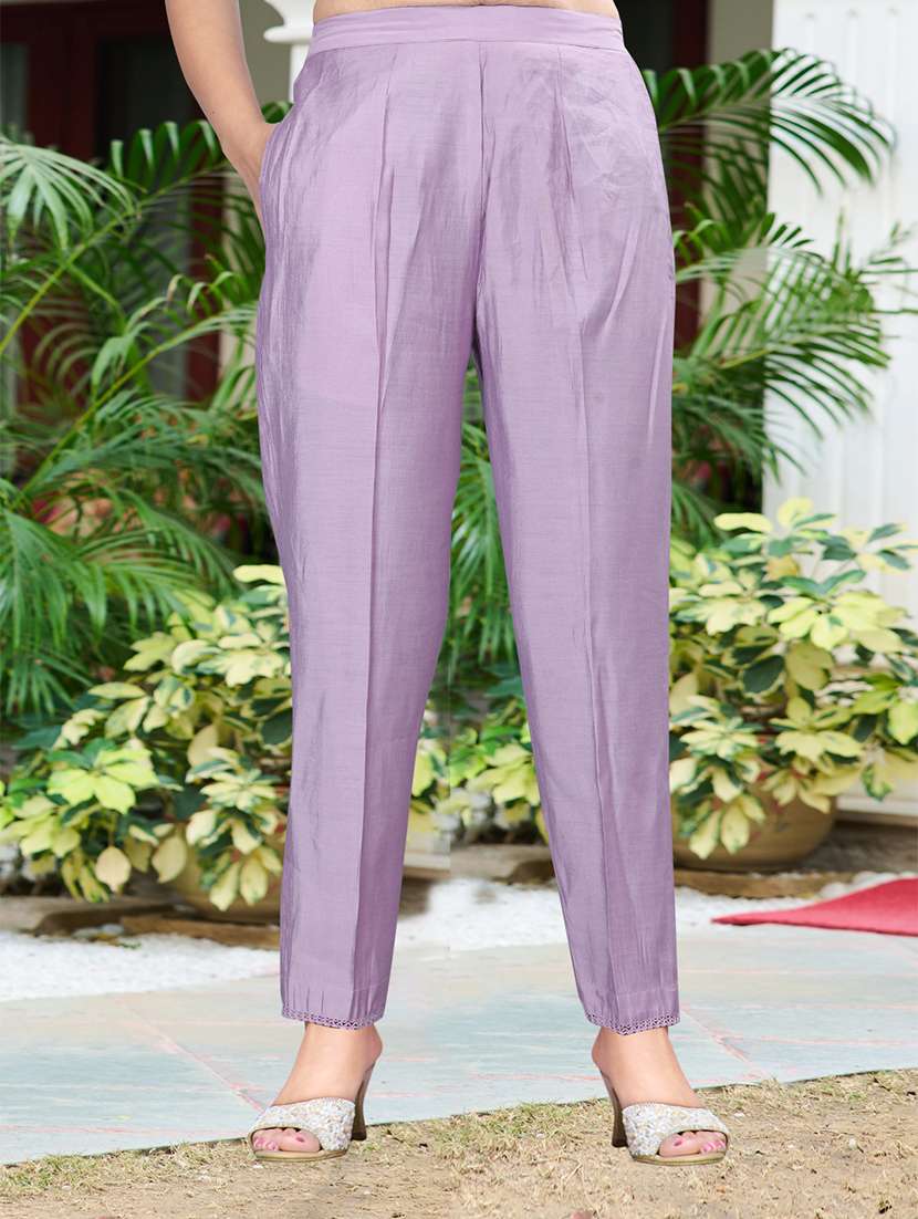 women solid with work three quarter sleeve kurta pant with dupatta set - 22454159 -  Standard Image - 4