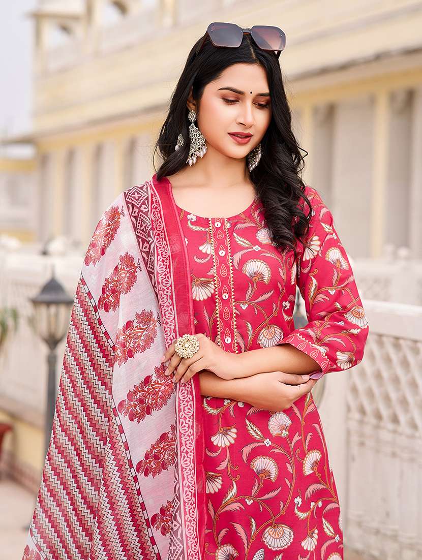 Women Printed Three Quarter Sleeve Kurta Pant With Dupatta Set - 22454179 -  Standard Image - 1